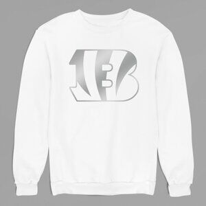 NEW Cinncinati Bengals B Silver Logo Fleece Crew Long Sleeve Sweatshirt WINter